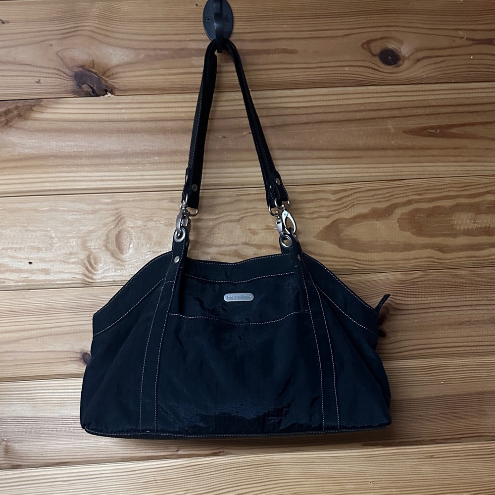 Baggallini Black Women's Handbag with Silver Hardware Like New